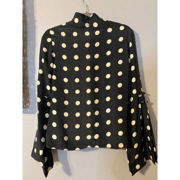 Anthropologie Claudia Patel SILK Top 4 Polka Dot Statement Sleeves NWT - Picture 14 of 14